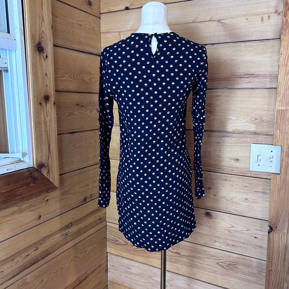Polka Dot Shift Tunic Mini Dress Women Small Navy Blue Twee Mod Nice Things - Picture 4 of 8